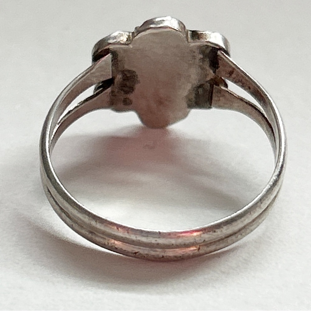 Vintage Southwestern Green Turquoise Flower Sterling Silver Ring - Picture 10 of 12